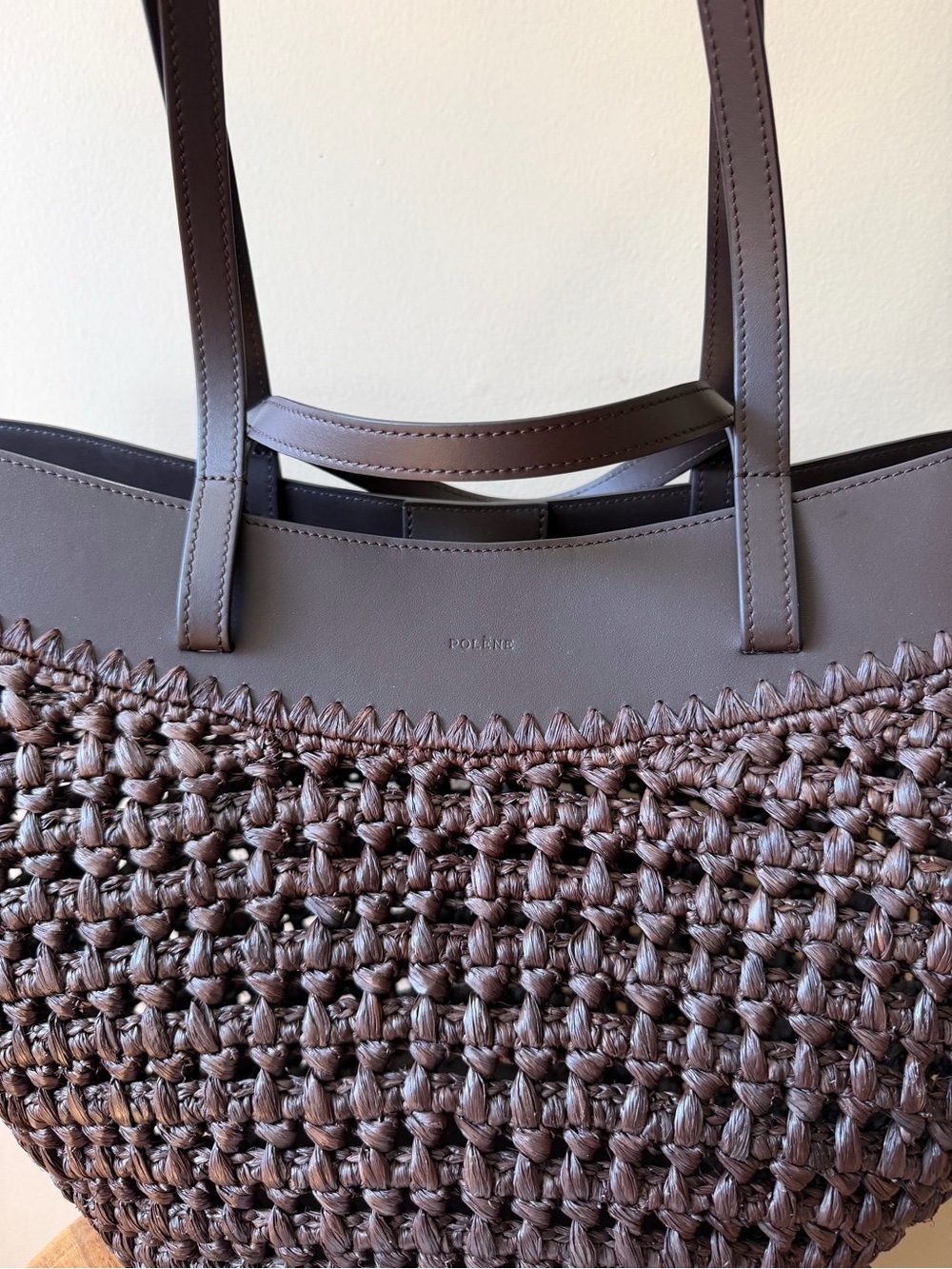 Polène Brown Woven Leather Tote - Picture 2 of 6